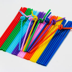 100pcs Individually Portable Bendable Disposable Packaged White and Colorful Plastic Straws