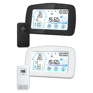 Không Dây nhiệt độ độ ẩm cảm biến trong nhà Màn hình LCD ngoài trời thời gian màn hình màu hiển thị định dạng và cửa sổ cảnh báo