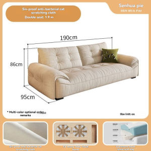 Modern minimalist fabric sofa for living rooms of all sizes in a block shape.