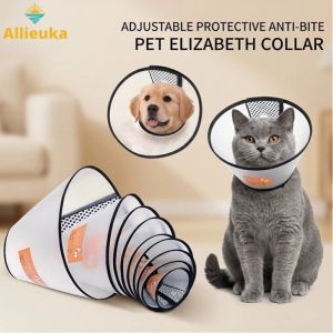 Allieuka Pet Recovery Cone Elizabeth Collar Adjustable Soft Anti Bite Scratch Resistant Dog Cat E Collar