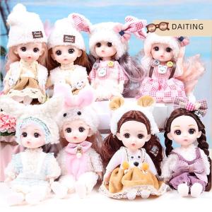 DAITING 16cm Mini Movable Joint Dolls DIY Toy Doll With Clothes Dress Up For Girl Toy