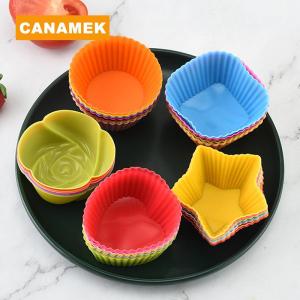 【CANAMEK】 7pcs lot Silicone Cake Cup Round Shaped Muffin Cupcake Baking Molds Home Kitchen Cooking Supplies Cake Decorating Tools