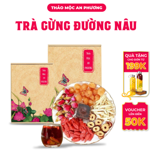 Trà Gừng Đường Nâu Thảo Mộc AN PHƯƠNG ( 1 Hộp 30 gói ) Đẹp Da Bổ Máu Giữ Ấm Cơ Thể T03