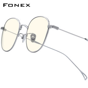 FONEX Kính Chống Ánh Sáng Xanh Titan Kính Mắt Tròn Cổ Điển Hoài Cổ Mới Cho Nữ 8554AB Thái Lan Cho Nam