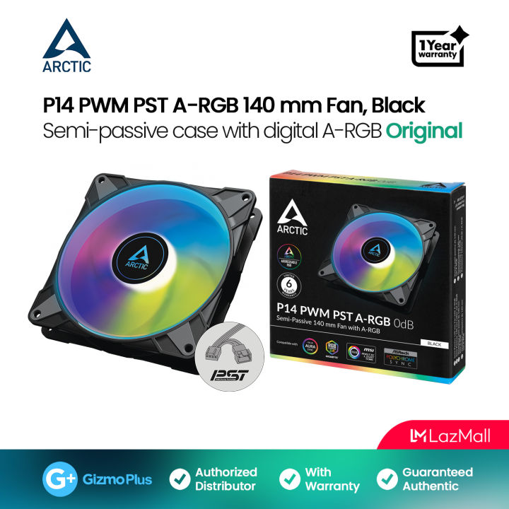 Arctic P14 PWM PST ARGB Case Fan, 140 mm PWM, Optimised for Static
