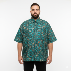 Exclusive Batik Short Sleeve Shirt (XXXL Size)- 100% Genuine Handmade Batik - Hand-Stamped