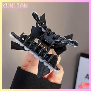 [KUNLIAN] Bow Small Hair Claw Clips Girls Black Ponytail Holder Barrettes Hair Accessories