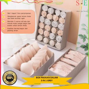 BOX kotak lemari pakaian dalam 3 in 1 SET estetic celana dalam underwear tempat penyimpanan boks kolor bh