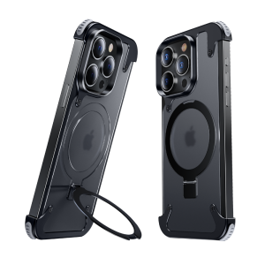 OATSBASF Metal Transparent Magsafe Phone Case For iPhone 15 Pro Max/ 15 Plus/ 14 Pro Max/13 Pro Shockproof Cover Bumper Utral-Thin Corner Case