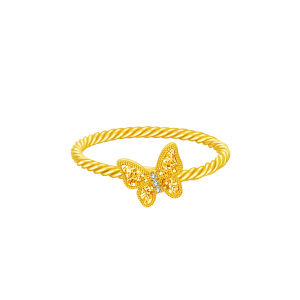 CHOW TAI FOOK 周大福 Gold Diamond Ring Butterfly - ERU54