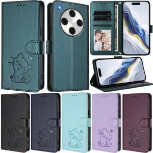 Luxury Casing For Oppo Find X8 Pro Reno 11 Pro 8 Pro 5G 8T 5G Find X6 Pro A57e 4G Heart Cat Pattern Wallet Leather Flip Skin Protect Stand Cover Case