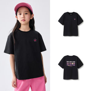 Balabala cô gái T-Shirt cơ bản áo trắng mùa hè quần áo trẻ em