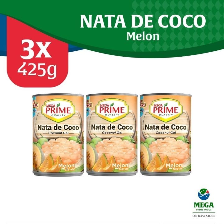 Mega Prime Nata De Coco Melon Easy Open Can 425G By 3'S