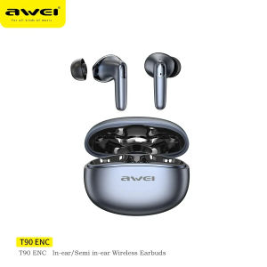 Awei T90 Earphones Wireless Bluetooth V5.3 Low Latency ENC Call Noise Reduction in-ear Headphones HiFi Sound Semi in ear Bluetooth Earphones with Mic IPX6 WaterProof Sports Earbuds Wireless Headset Gaming