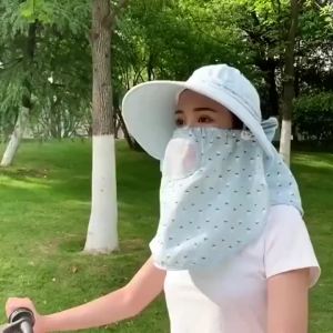 UV resistant sunshade hat for women in summer face picking neck protection sun protection and dust prevention mask outdoor cycling large brim sun hat