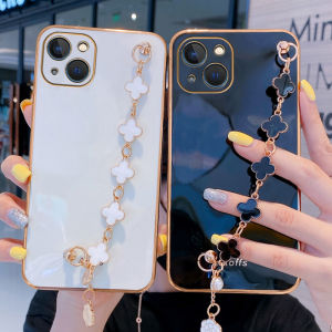 Cho Infinix Thông Minh 5/Thông Minh 6/Thông Minh 6 HD/Thông Minh 4/Lưu Ý 11 Nóng 12i Lưu Ý 12 G96 Nóng 12 Chơi 10 Chơi 9 Chơi 11 Chơi Nóng 30i Nóng 30 Chơi Nóng 8 Nóng 9 hot 10 thời trang mạ điện vỏ điện thoại với bốn lá Vòng Tay Cỏ Ba Lá lưng mềm Bìa