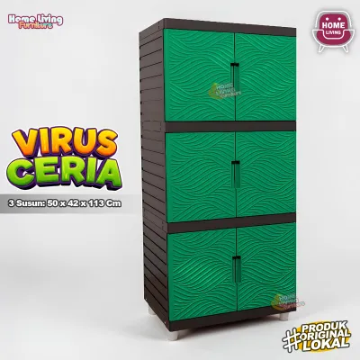 LEMARI PLASTIK VIRUS KINGDOM 4 SUSUN LEMARI PAKAIAN MINIMALIS CABINET SERBAGUNA - CREAM