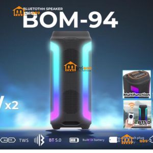 ลำโพงบลูทูธ มีไฟ RGB 4 แถบสี D-POWER รุ่น BOM-94 กำลังขับ 20 วัตต์ เชื่อมผ่าน TWSได้ กระทัดรัด สำหรับพกพา  #ร้านมาร์ยอง