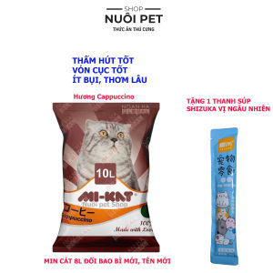 Cát vệ sinh cho mèo Mi-KAT (Cát Min đổi bao bì và tên gọi) Cát Mi-kat siêu khử mùi vón cục thấm hút tốt ít bụi - Nuôi Pet Shop