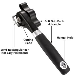 【SKIT SG】Can Opener Manual Smooth Edge Safety Can Opener Safe Side Cut Kitchen Opener Handheld Easy Open for Seniors Arthritic Hand Friendly Safe Kitchen Tool Side Cutting Can Opener Tool Stainless Steel Safety Safe Cut Smooth Edge Ergonomic Jar Opener