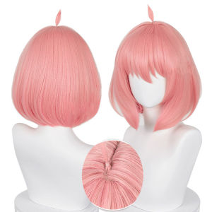 Anime Spy X Family Anya Forger Cosplay Wig for Kids Baby Girls +wig cap Short Pink Hair Heat Resistant Synthetic Hair Christmas Gift