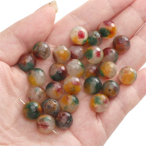 10pcs 10mm Natural Colored Faceted Beads Loose Spacer Beads For Handmade Bracelet Necklace Earring Keychain DIY Craft Jewelry Making Accessories