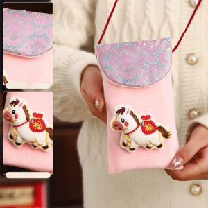 CREATIVE PAVILION Red Color Money Envelopes Big Capacity with Neck Strap Cash Envelopes  Year of The Horse Lucky Money Packets Chinese Spring Festival
