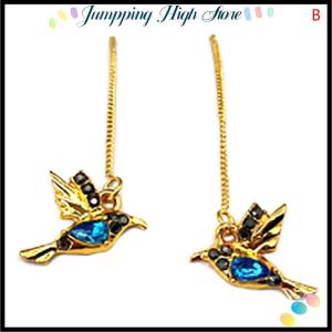 【Jumpping】 Hummingbird Long Drop Earrings Bird Pendant Tassel Pendant Earrings
