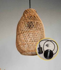 kap lampu rotan model botol dot