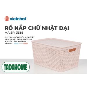 Rổ Nhựa Chữ Nhật Giỏ Đựng Quần Áo Bánh Kẹo Có Nắp Đậy VIỆT NHẬT HOKORI 3336/37/38 - TADAHOME