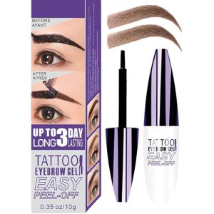 XIRUJNFD Tattoo Eyebrow Gel Easy Peel Off Tattoo Peel Off Eyebrow Gel Tint Waterproof Transfer-Proof for All Skin Types (01 #   Dark Brown)