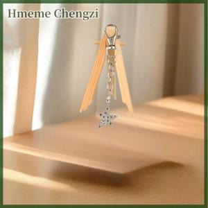 Hmeme Sweet Fluffy Plush Star Charms Keychain Y2K Faux Rabbit Fur Pompons Bag Ornament Fashion Gifts
