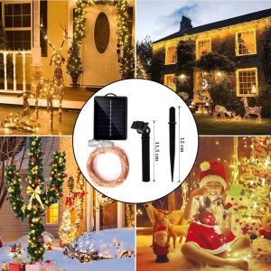 SG【READY STOCK】LED Solar Copper Wire Light 8 Function Outdoor Waterproof Garden Fairy Light Christmas Party Wedding Decoration Outdoor Solar String Lights