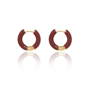 Morandi Color Hoop Huggies Rings Earrings 1 Pair •  Waterproof 18K Gold Plated 316L Stainless Titanium Steel Huggies Statement Minimalist Earring For Women ER324