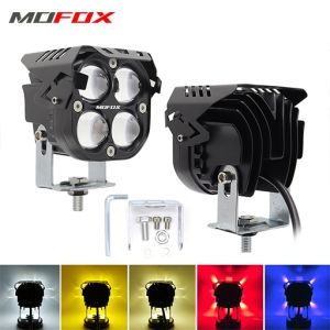 MOFOX D2-1 Laser Gun 80W Motorcycle Mini Driving Light Red Blue Angel Eyes DRL Spotlight High&Low Beam White&Yellow LED Work Light Auxiliary Light For Motorcycle Jeepney Car MDL【Original 24hours delivery】COD