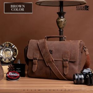 Tas Laptop Kulit Pria Tas Kerja Pria Tas Selempang Kulit Pria Tas Bahu Sling bag Pria Tas Massenger Bag Pria Cowok Dewasa Kekinian Terbaru Kulit Reven Asgard Bag Kulit Sapi Crazy Horse Premium