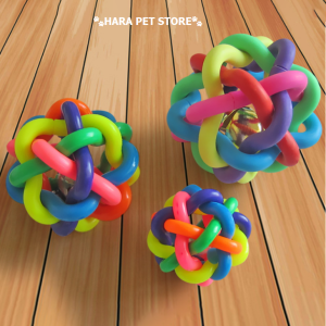 Đồ chơi cho Chó gặm sạch răng quả bóng bảy sắc có chuông (Mẫu mới) - Hara Pet Store