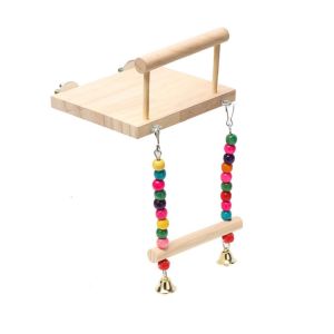 FMSRZX Creative Wooden Wear resistant Bird Accessories with Color Beads Bird Chew Toy Bird Swing Toy Parrot Climbing Rack Parrot Perch Stand