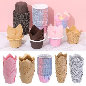 X ADORNMENT 50pcs Party Supplies Bakeware Pastry Tools Cupcake Liners Tulip Baking Cup Greaseproof Paper Cake Muffin Cups