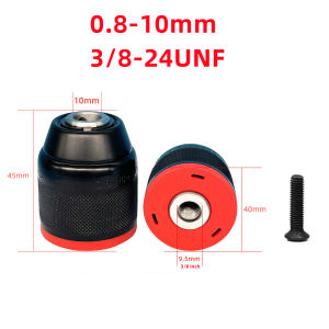 Keyless Drill Chuck for Impact Driver，Chuck Conversion Adapter，1/4” Hex Shank，Convert Cordless Screwdrivers into Power Drills in Seconds No Keys Needed 2-13mm(1/2-20UNF) or 0.8-10mm(3/8-24UNF)