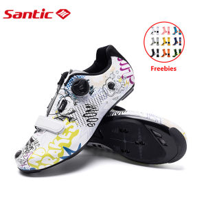 Sepatu Sepeda Balap Jalan Raya Profesional Santic Pria Wanita Bernapas Sistem Pengencang ATOP Cocok untuk Cleat S22036