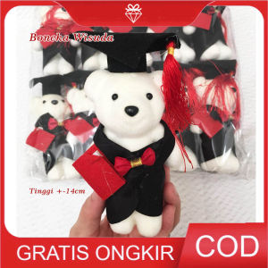 ECER 2PCS Boneka Bear Wisuda Sterofoam 12cm - Boneka Beruang BB003 - Hitam