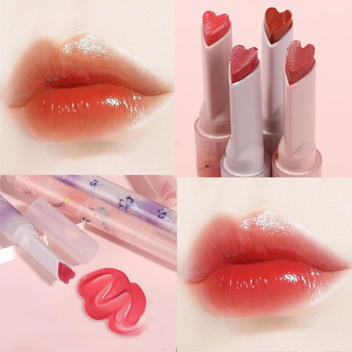 Maxfine Love Shape Lip Gloss 4 Color Glossy Jelly Mirror Lipstick Nude