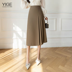 YIGE Mid-length Pleated Skirt: Your Perfect Work Skirt for 2023 Autumn