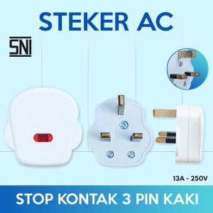 Steker AC Colokan Kaki 3 Pin Kaki Kuningan Murah SNI 13A 250V Merk TORCH