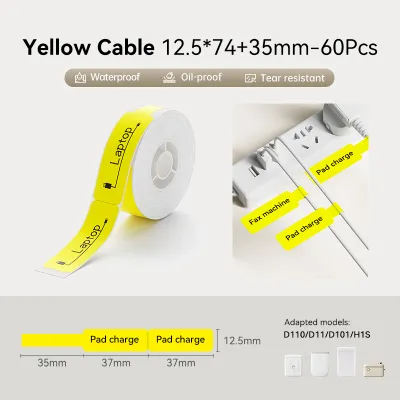 【Cable Label】NIIMBOT D11/D110/D101 Cable Label Sticker Waterproof Oil Proof No Glue Residue Communication Fiber Wire Tags Thermal Label Paper