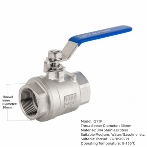 MARBLEX 2P Stainless Steel Ball Valve 1/2" 3/4" 1" 1/4" 3/8 High Temperature Resistance Threaded Ball Valve  SS304 Full Port Ball Valve