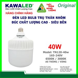Bóng led trụ nhôm đúc chất lượng cao đui E27 cam kết đủ công suất 1 đổi 1 trong 24 tháng Kawaled 20w/30w/40w/50w/65