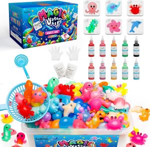 Kiditos Magic Water Elf Toy Kit for Kids Make Your Own Magic Water Pets DIY Sensory Craft Kit with 10 Magic Gels & 6 Molds STEM Science Activity Party Favors & Birthday Gifts for Kids Ages 3+