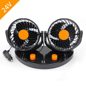 Vehicle-mounted fan 12V/24V car large truck high-power powerful silent air-conditioning refrigeration double-head adjustable angle